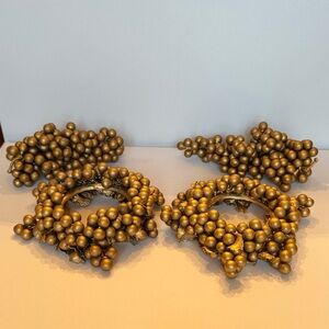 Gold Rubber Grape Candle Rings Set and grapes vintage